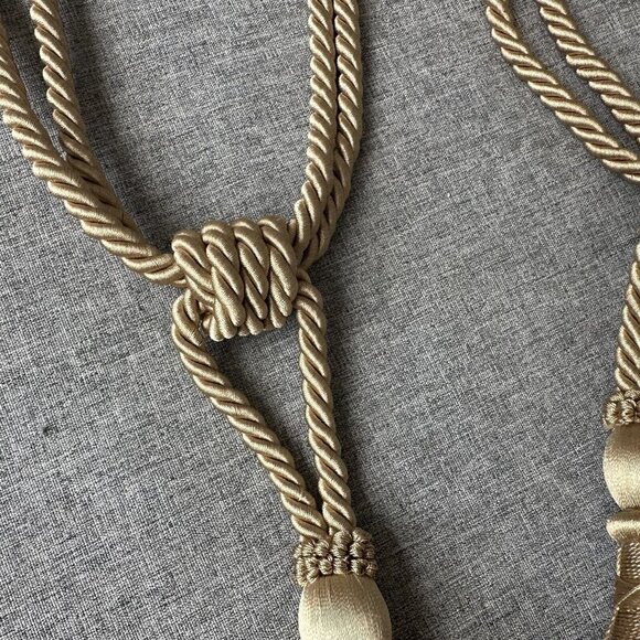 Set of 2 Curtain TiebackTASSEL Rope Cord Gold Thick - Picture 3 of 8
